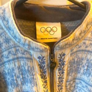 Dale of Norway blue and ivory sweater jacket coat embroidered beautiful trim